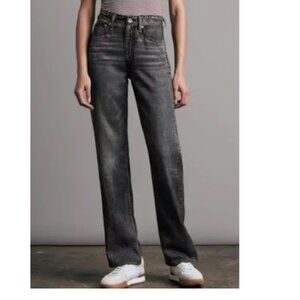 Rag & Bone Alex Liquid Miramar High Rise Straight Leg Pant in Black size 24